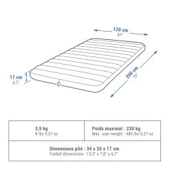 Quechua Inflatable Camping Mattress Air Comfort 120 Cm 2 People 11 Quechua Inflatable Camping Mattress Air Comfort 120 Cm 2 People -Adventure Outdoors Shop k2886a2eb5c19c258aa6d1ef123916269