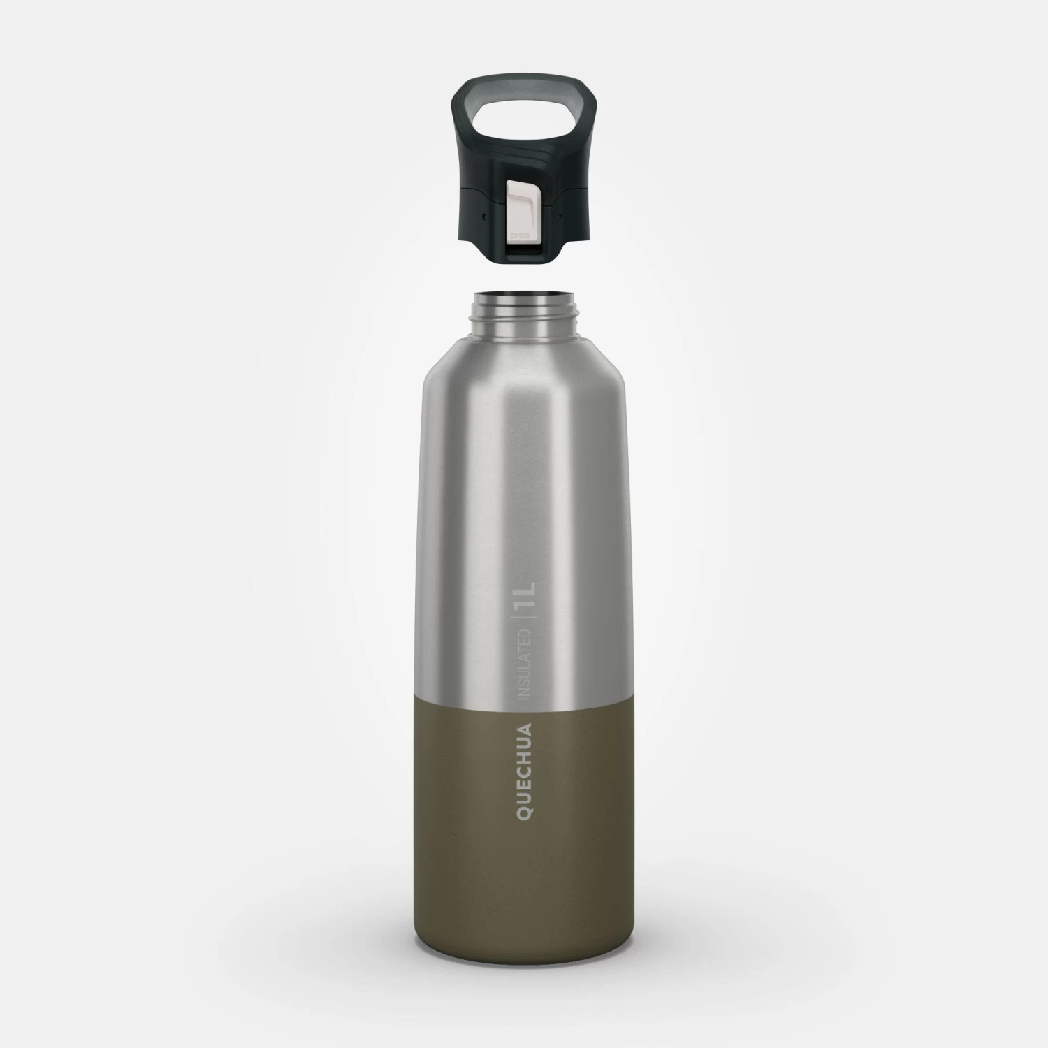 Quechua Isothermal Stainless Steel Hiking Flask MH500 1 L Khaki 4 Quechua Isothermal Stainless Steel Hiking Flask MH500 1 L Khaki - Image 2