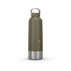 Quechua Stainless Steel Hiking Flask With Screw Cap MH100 1.5 L Khaki