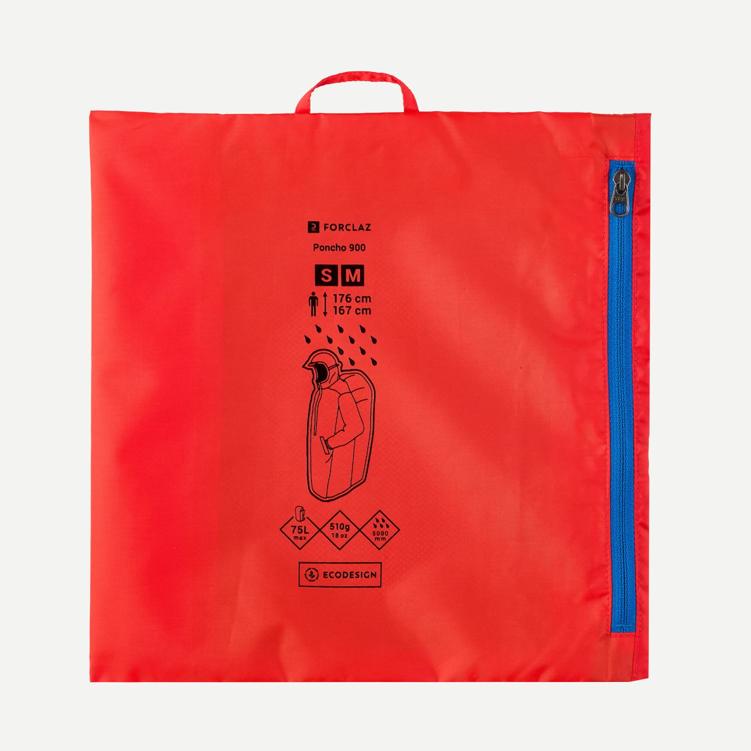 Quechua Hiking Rain Poncho - MT900 - 75L - Red 8 Quechua Hiking Rain Poncho - MT900 - 75L - Red - Image 6